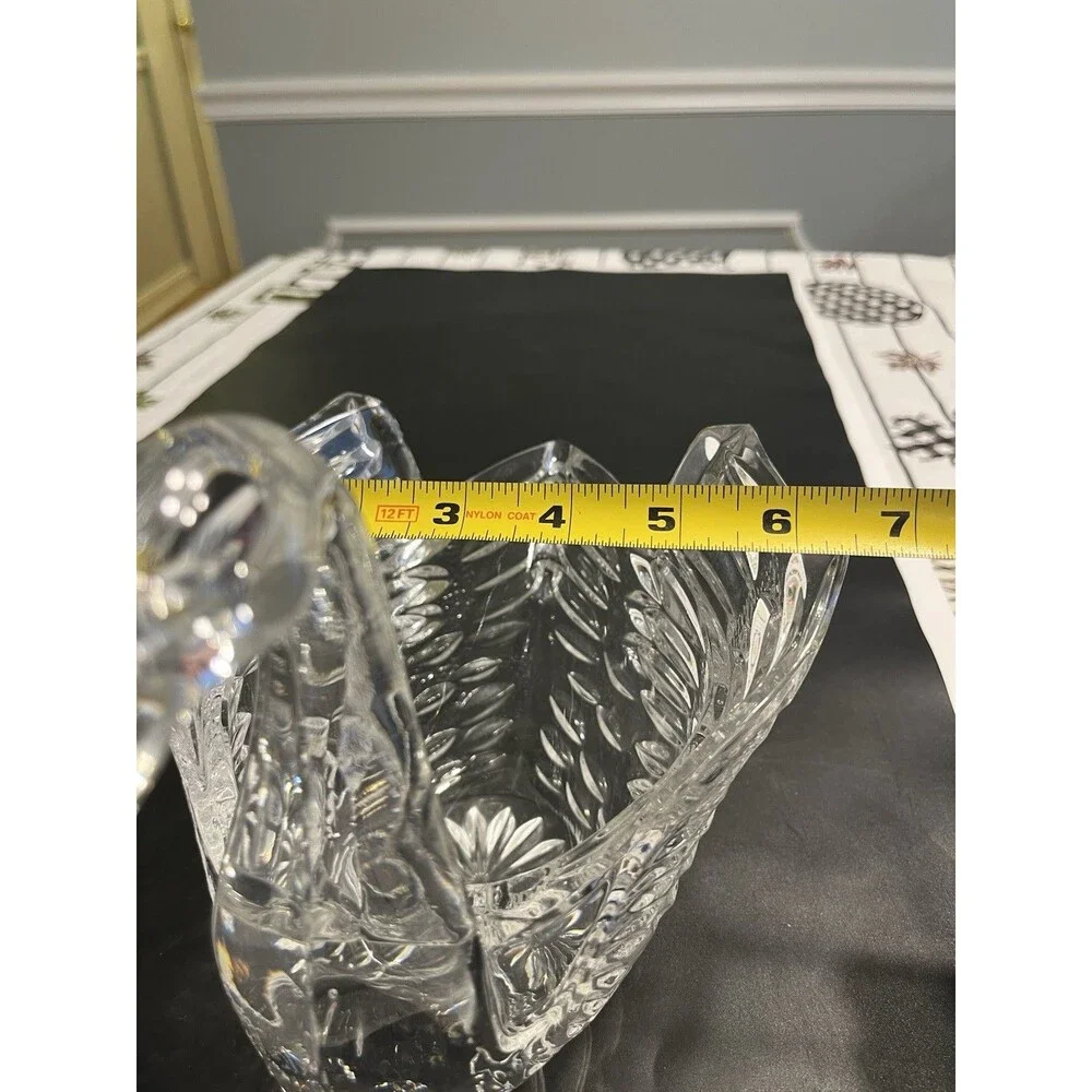Clear Crystal Glass Swan Large Candy Dish